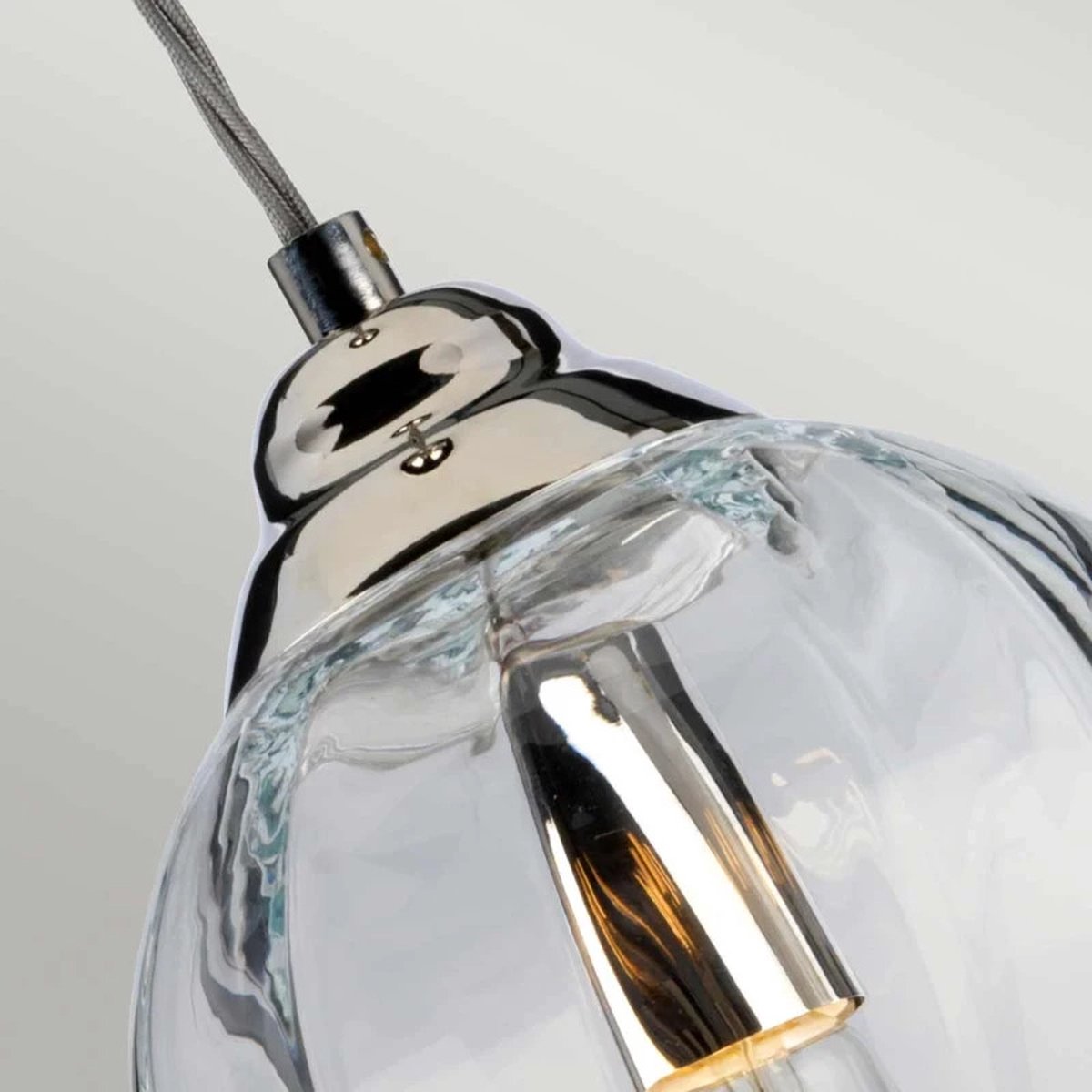 Elstead Lighting LED Hanglamp Tiber | 1X E27 Max 60W | Dimbaar | Polished Nickel/ Clear Glass