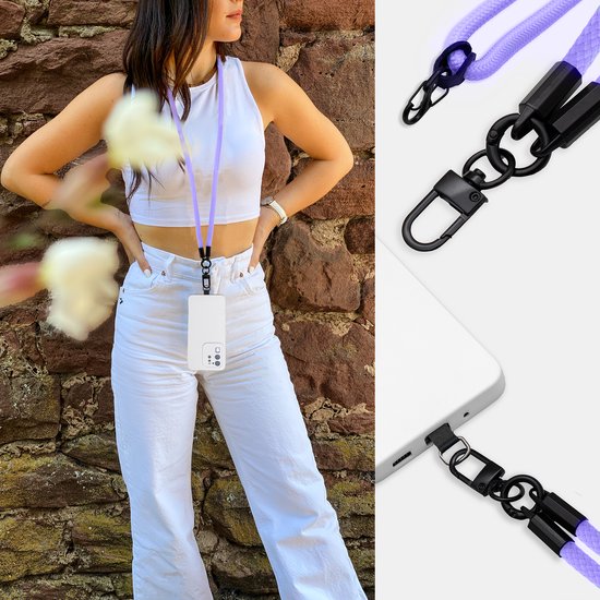 Chaîne de téléphone portable Cadorabo pour WIKO ROBBY en VIOLET - Étui pour téléphone portable avec cordon de sangle réglable à accrocher autour du cou