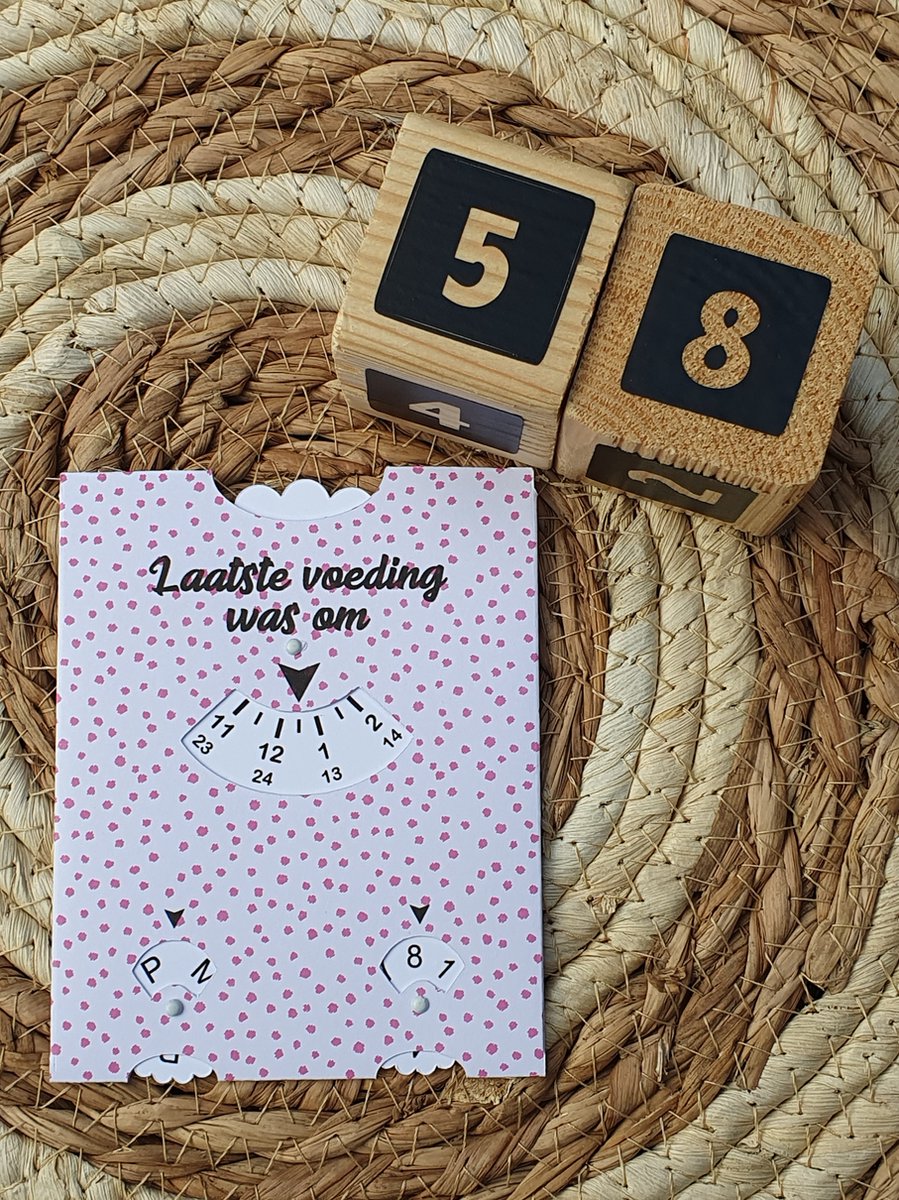 Goedkoopste Baby Voedingskaart | Voedingsschijf | Kraamcadeau | Zwangerschap | 58- wit met roze stippen