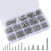 Vis à tête plate, vis à tête ronde, 255 pièces, vis à tête cruciforme, vis à bois, vis autotaraudeuses, M3, M4, M5, M6, tête cruciforme, vis à tête cylindrique, vis autoperceuses, argent