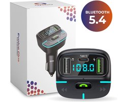 Qyloo Bluetooth FM transmitter - Carkit - Autolader - Snellader USB C en A - Handsfree Bellen Auto