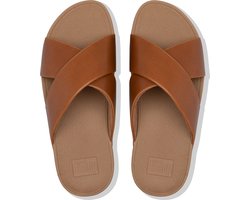 FitFlop Lulu Cross Slide Sandals Leather Dames Sandalen - Light Tan