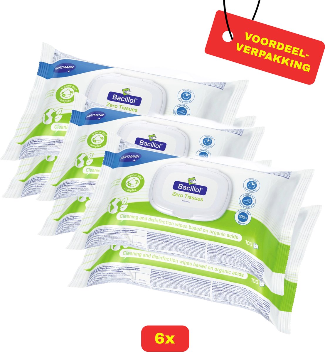 Goedkoopste 6 x Bacillol® Zero Tissues van Hartmann - 2 x 100 doekjes - Voordeelverpakking!