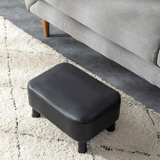 Poef hocker voetenbank bijzettafel Velvet en Lederlook 60cm Otto - Velvet Zwart kopen? - Dami Living