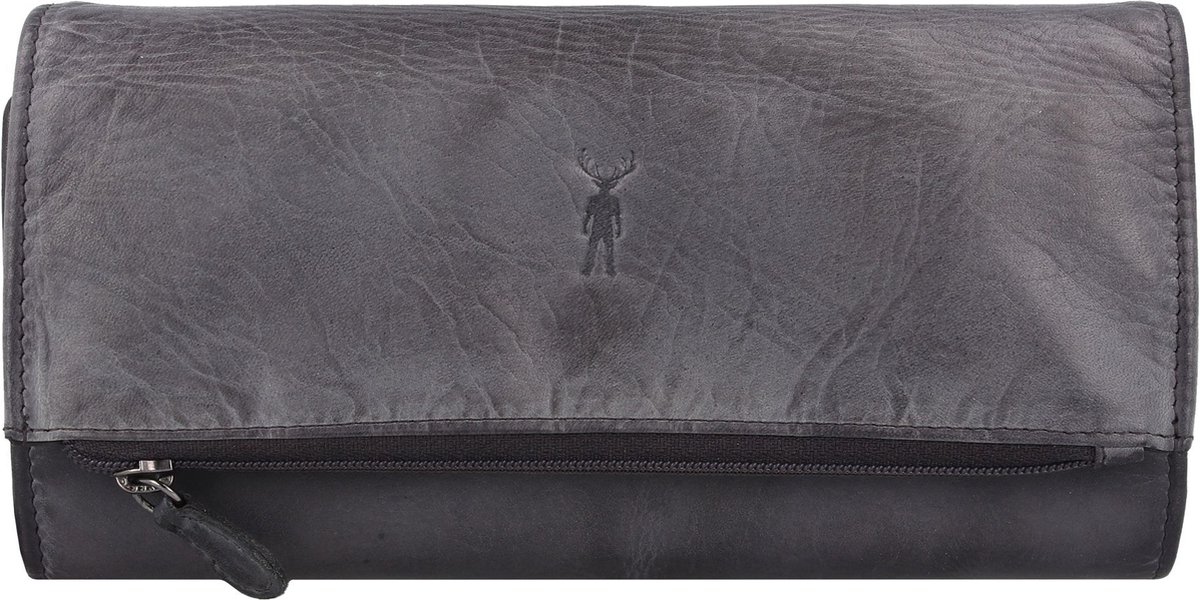 Jack Kinsky Nelson Portemonnee RFID Leer 19 cm - Dames - Horizontaal - anthrazit