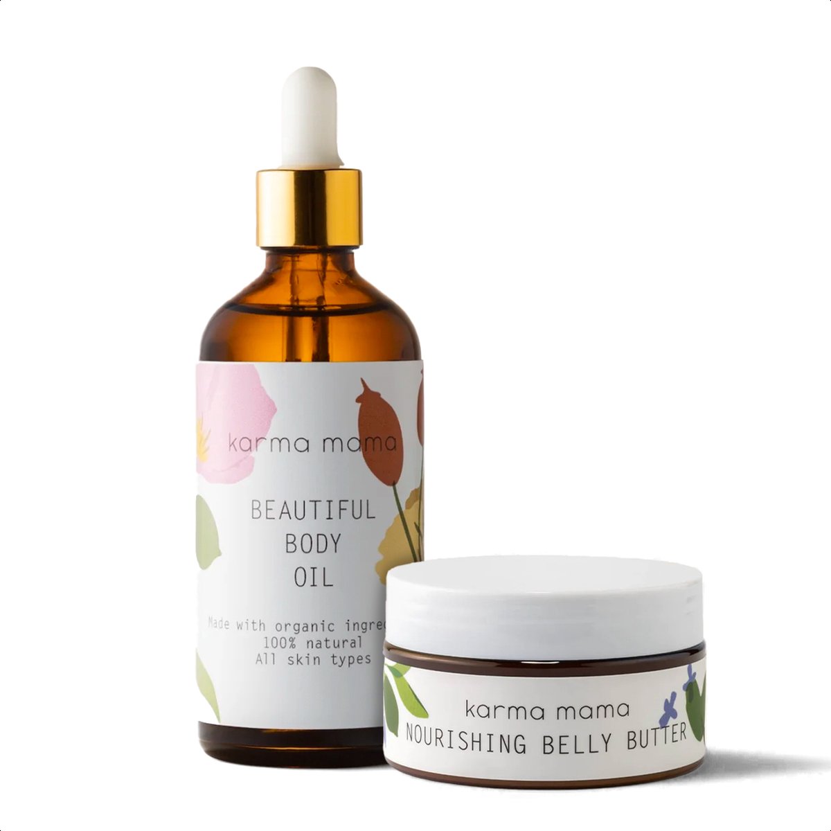Goedkoopste Karma Mama Pregnancy Must-Have Duo Bundle - 100ml Zwangerschapsolie 100ml Buikbalsem - Zwangerschap Cadeau