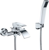 Auralum Robinet de Bain Monocommande pour Baignoire Montage Cascade Mitigeur Douche avec Douche à Main Chromé