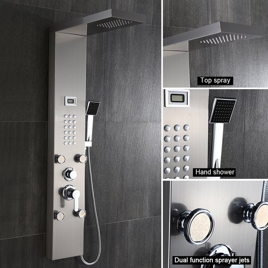 Auralum Colonne de Douche LED en Acier Inoxydable 304 Panneau de Douche