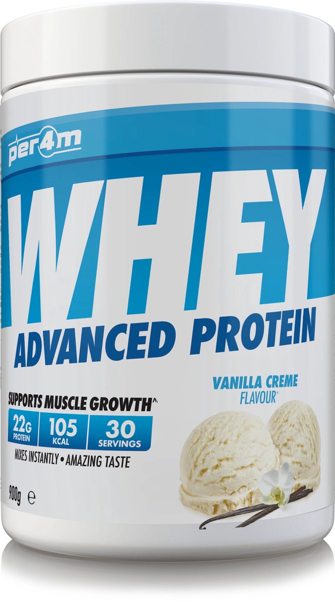 Goedkoopste Per4m - Advanced Whey Protein - Vanilla Creme - Proteine poeder - Eiwit shake - Eiwitpoeder - 900g - Whey Protein - Eiwitshakes - Whey Proteine - Protein - Proteine - Proteine Shake - Shake - Fitness - Krachttraining - Gym