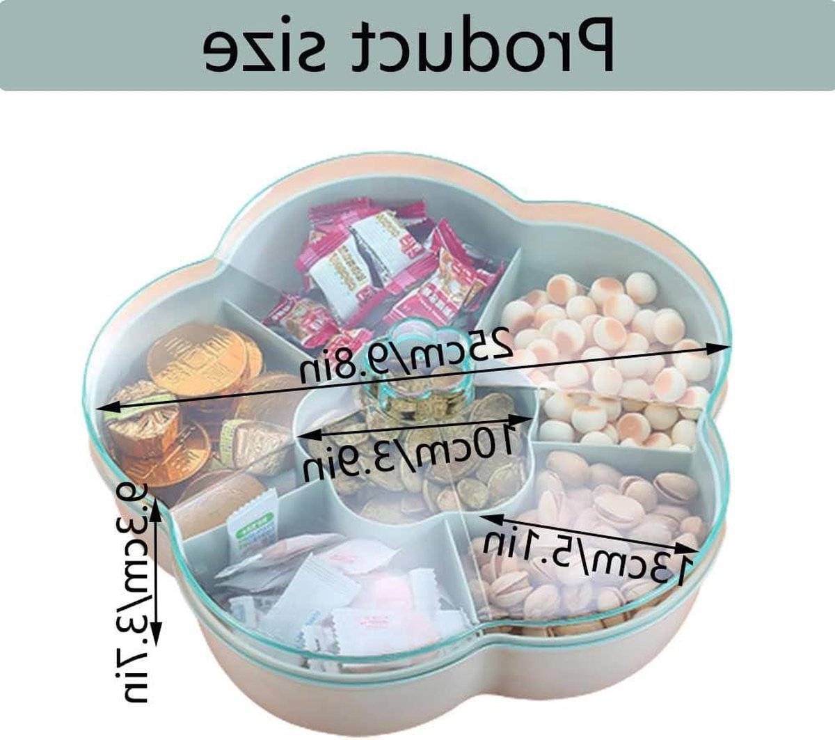 Gedroogd fruit snacktablet - Dienblad met deksel en houder voor gedroogde vruchten