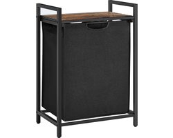 Hoppa! - Wasmand - 65 L, 50 x 33 x 72 cm - Vintage Bruin-Zwart