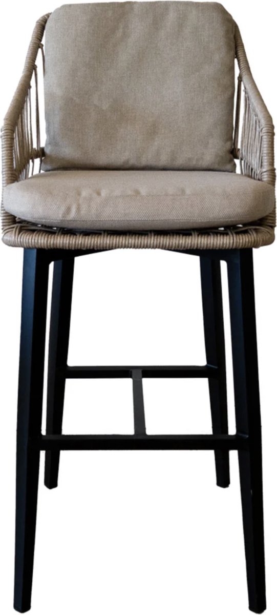 5-delige barset | 4 Isabel barstoelen Sand | Cyprus bartafel 150x75cm Grey