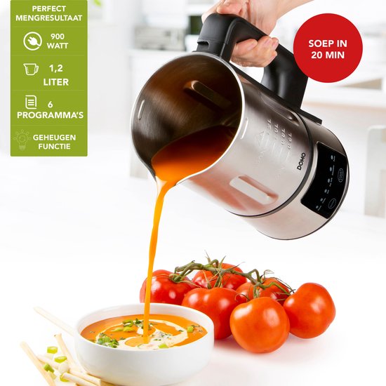 DOMO DO727BL Soepmaker Domo ‘My Soup Express’ - 1,2L - 6 programma’s - Voor confituur en sojamelk - RVS - Zwart van Domo — afbeelding 2