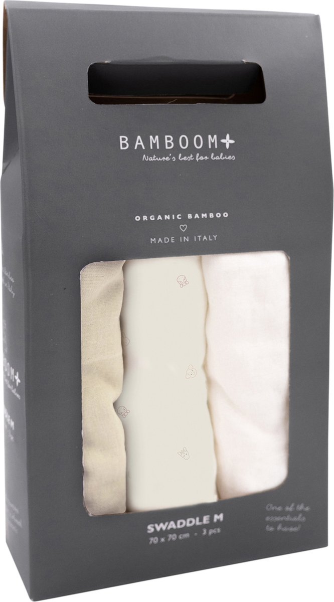 Bamboom Hydrofieldoek - 3 Stuks - 75 cm x 75 cm - Animal friends/Birch Sand/Off White