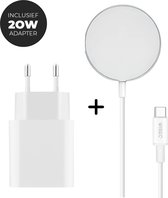 WiseQ Draadloze iPhone Oplader - Geschikt voor MagSafe - Oplader Met Adapter Voor Apple iPhone - iPhone 15 - iPhone 16 - 15W Draadloze oplader - Inclusief USB-C Snellader