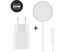 Draadloze Oplader geschikt voor iPhone MagSafe - Oplader Met Adapter Geschikt Voor Apple iPhone - iPhone 15 - iPhone 16 - 15W Draadloze oplader - Inclusief USB-C Adapter