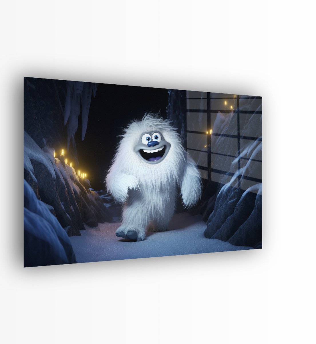 Indoorart - Glasschilderij Furry Yeti 120x80 CM - Afbeelding op plexiglas - Inclusief montagemateriaal