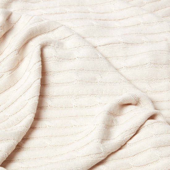 HOMESCAPES Plaid Tricot Maille Torsadée Ultra Doux 100% Coton Gris - Jeté De Lit Ou Canapé 130x170 Cm