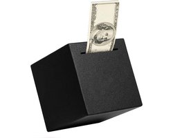 Spaarpot - Voor Munten & Briefgeld - Zwart - Kluis - Spaarpot - Educatief sparen - van roestvrij staal - om te besparen op vakantie, bruiloft en educatieve fondsen - 15x15x15cm