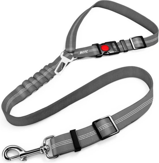 BOTC Ceinture de sécurité pour chien - Ceinture de sécurité Chiens - Réfléchissant - Ceinture de sécurité pour chien - Ceinture de sécurité pour chien - gris