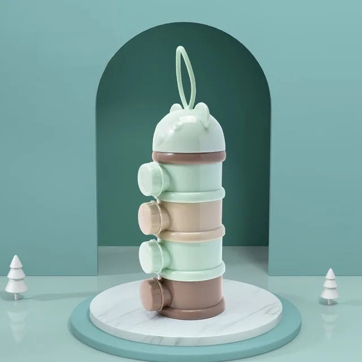 Goedkoopste Melkpoeder Toren - Merkpoeder bewaardoos - Melktoren - Kraam Cadeau - BabyShower Cadeau -turquoise