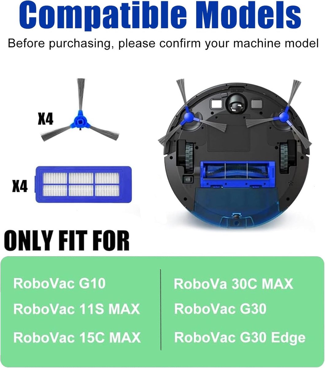 4 Pack Ersatzfilter für Eufy RoboVac 11S Max, 15C Max & G20 - Zubehör