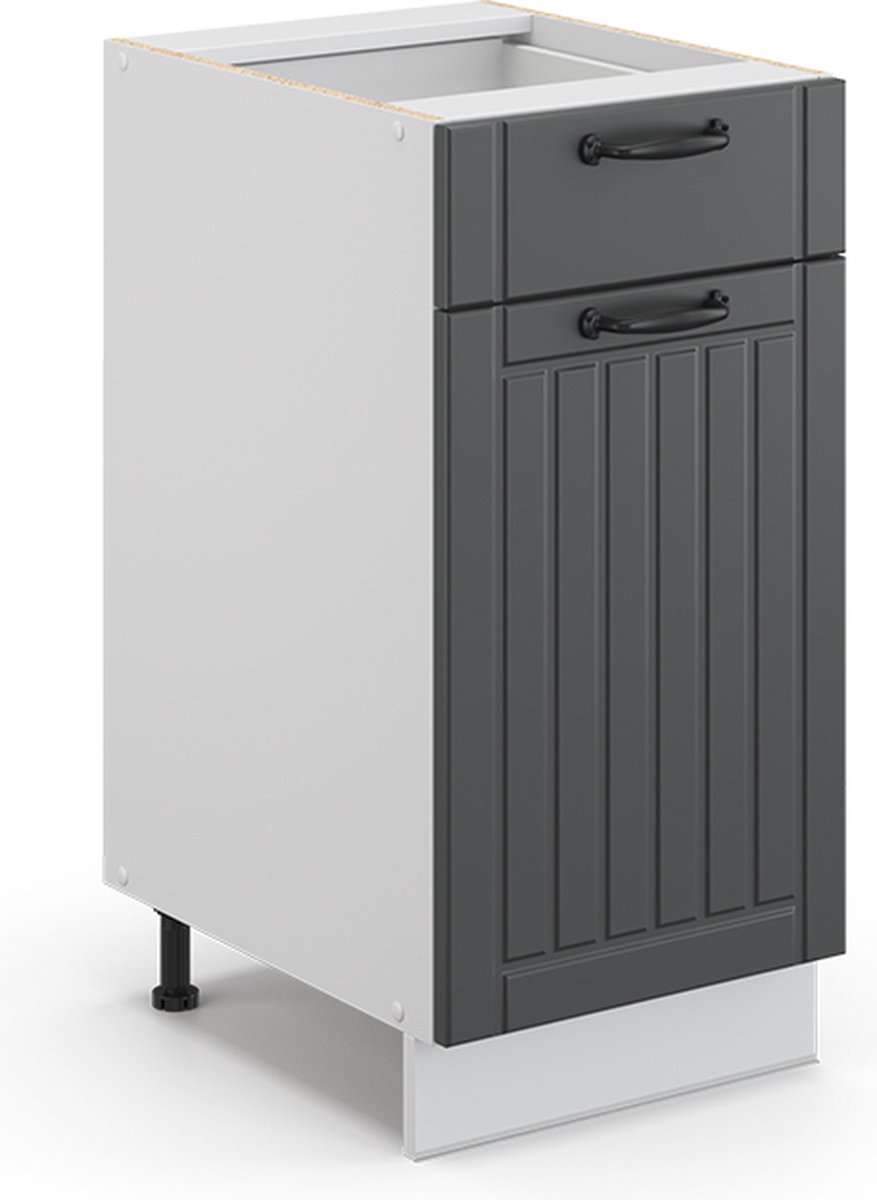 Vicco Fame-Line Keukenonderkast – 40 cm zonder werkblad Antraciet landhuis Donkergrijs/Wit