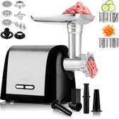 Bol.com Elektrische vleesmolen 1900W - 4 roestvrijstalen maalplaten - 3 kg vlees per minuut - worstmachine groentesnijder Kubbe ... aanbieding
