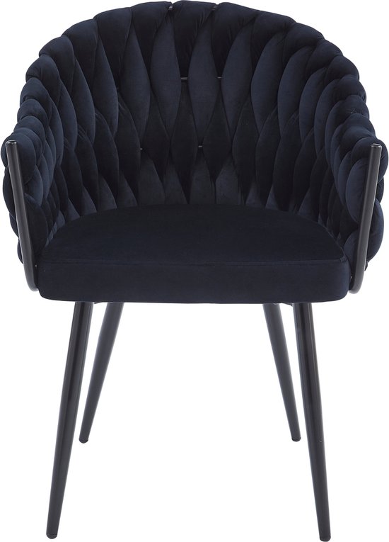 Colenis® - Chaise de salle à manger Wave - Set de 4 - Zwart - Velours - Velours - Design