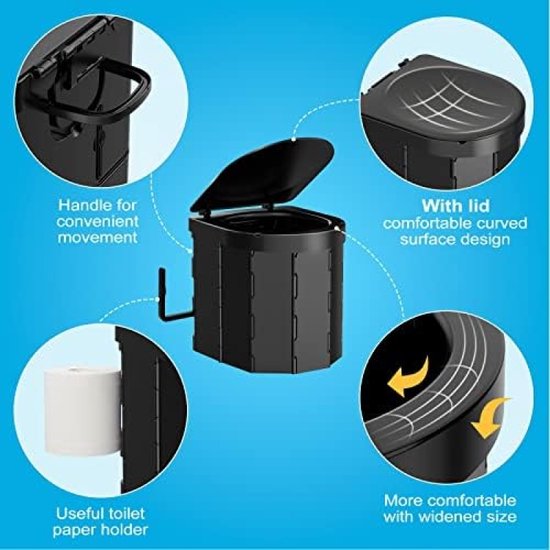 Opvouwbaar Campingtoilet voor Volwassenen met Stevige Ondersteuning en Comfortabele Zitting — afbeelding 4