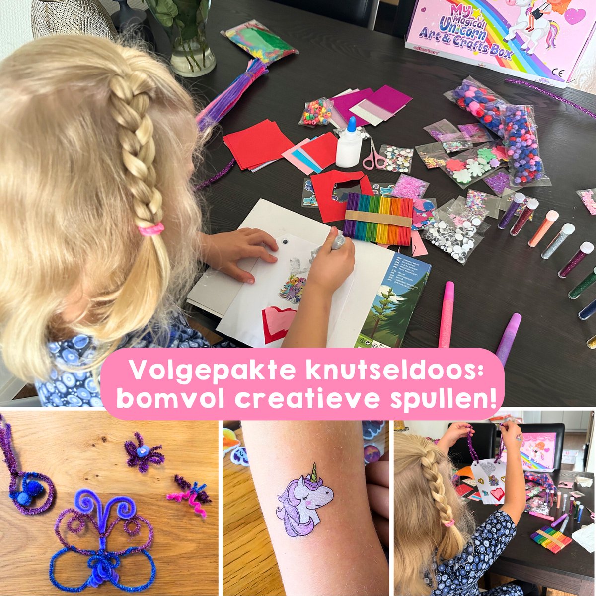 Allerion Glitter Knutseldoos Unicorn - 1043-delig Knutselpakket voor Kinderen - Creatief Speelgoed Meisjes & Jongens - Unicorn Cadeau - Met Lijm, Schaar, Stickers & Foam Vormpjes — afbeelding 11