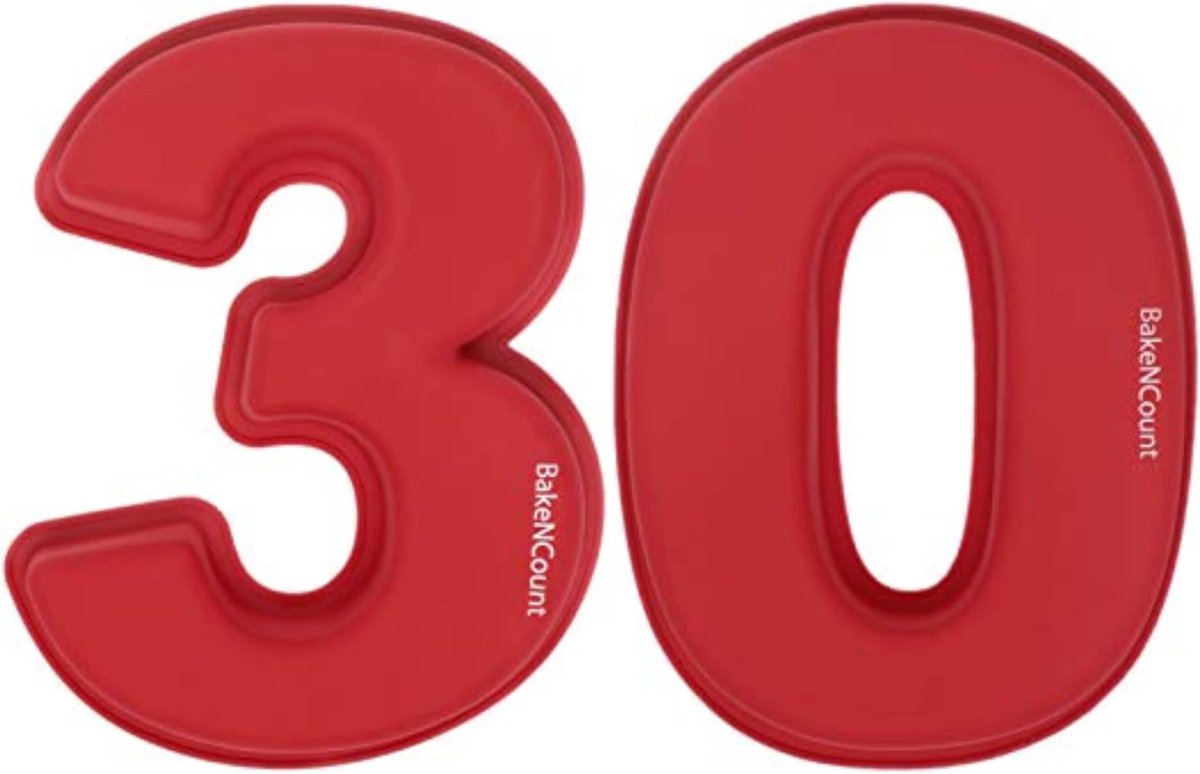 BakeNCount Nummers Bakvorm Nummer 30 - Cakevorm Cijfers om te bakken - Bakvorm Cijfers Groot, 26x21x5cm, Cijfer Cake Bakvorm, Cijfer Bakvorm - Perfect voor Verjaardag of Verjaardag