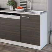 Vicco Elément de cuisine complet Optima, gris noble/blanc, 270 cm sans plan de travail