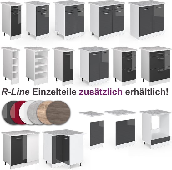 Vicco Cuisine d'angle Rick, Wit/ anthracite brillant, 267 x 167 cm, WB Marble