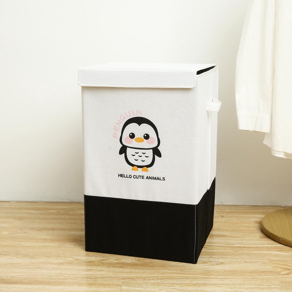 Reselectro - Wasmand - Wasmand Kinderkamer - Opbergmand kinderen - Opvouwbare Wasmand - Laundry Basket- Wasmand met Deksel - Opbergmand voor speelgoed - Speelgoedmand - 45L