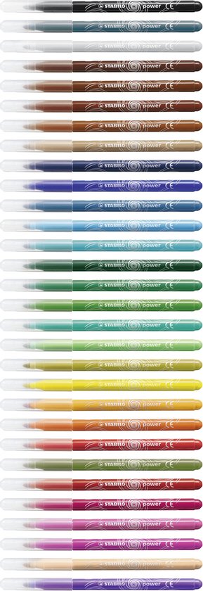 STABILO Power - Viltstift - Tot 8 Weken Zonder Dop - Etui Met 30 Kleuren
