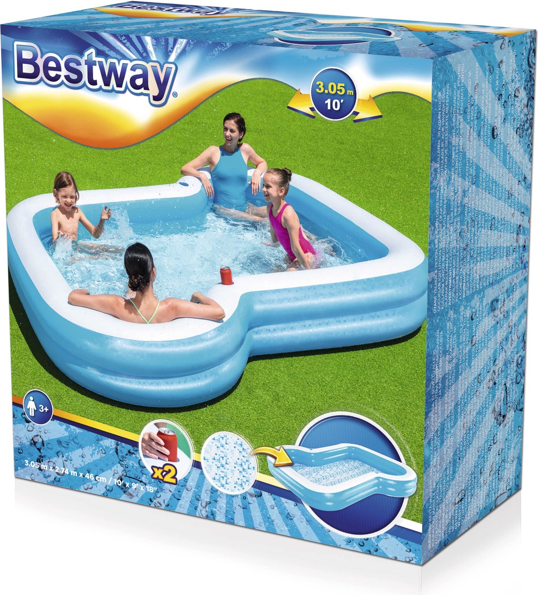 Opblaasbaar Kinderzwembad Bestway Multicolour 305 x 274 x 46 cm — afbeelding 2