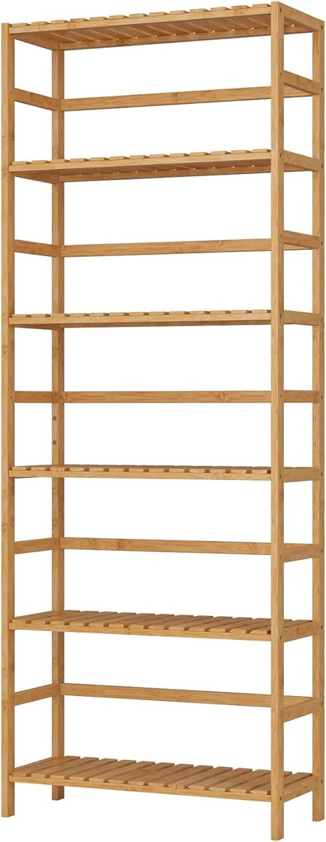 Badkamerrek met 6 planken, keukenrek, staand rek, badkamerrek, smal bamboerek, verstelbare plankhoogte, naturel, 161 x 60 x 26 cm HMTM-083
