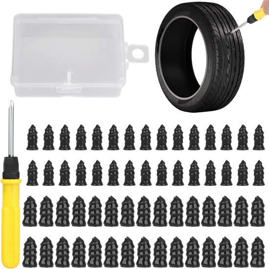 QUNNIE Bandenreparatieset, 53-delige bandenreparatieset, Auto draagbare bandenreparatieset voor auto, vrachtwagen, motorfiets, RV, tractor, SUV