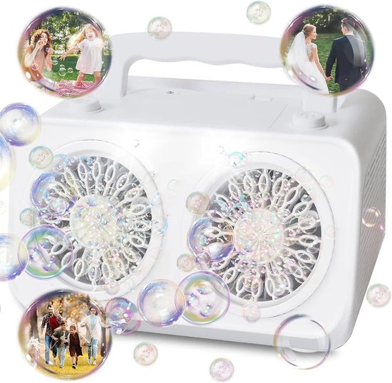 Foto: Automatische bellenmachine 2 ventilatoren 20 000 bubbels per minuut bubbels voor kinderen draagbare bubble maker feesten