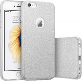 HB Hoesje Geschikt voor Apple iPhone 6 Plus & 6s Plus - Glitter Back Cover - Zilver