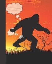 Funny Farting Sasquatch Orange Sunset Blank Composition Wide-ruled blank line School Notebook