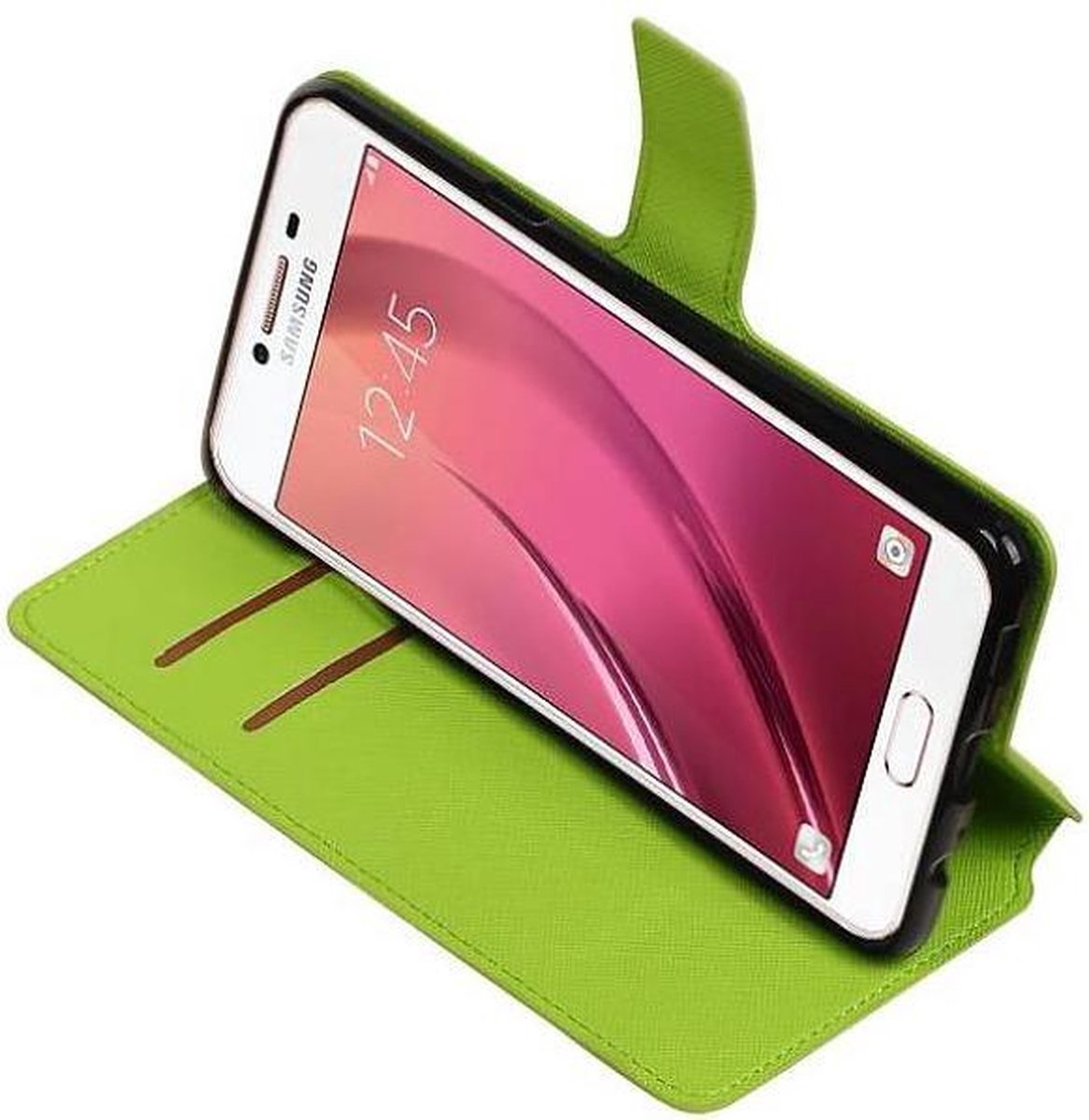 Cross Pattern TPU Bookstyle Wallet Case Hoesjes Geschikt voor Samsung Galaxy C7 Groen