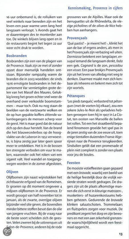Tekst over de olijfbomen en wijnen van de Provence.