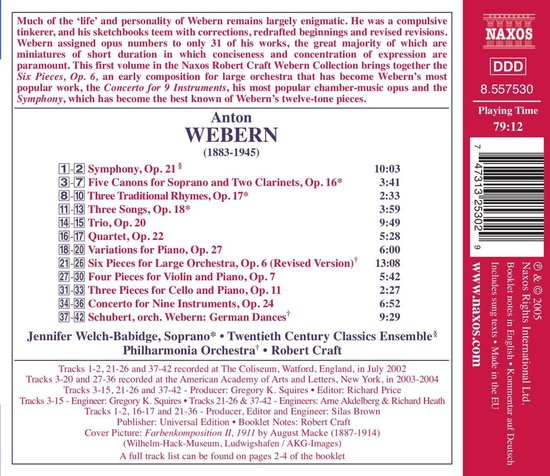 Webern:Sym.Six Pieces For Larg