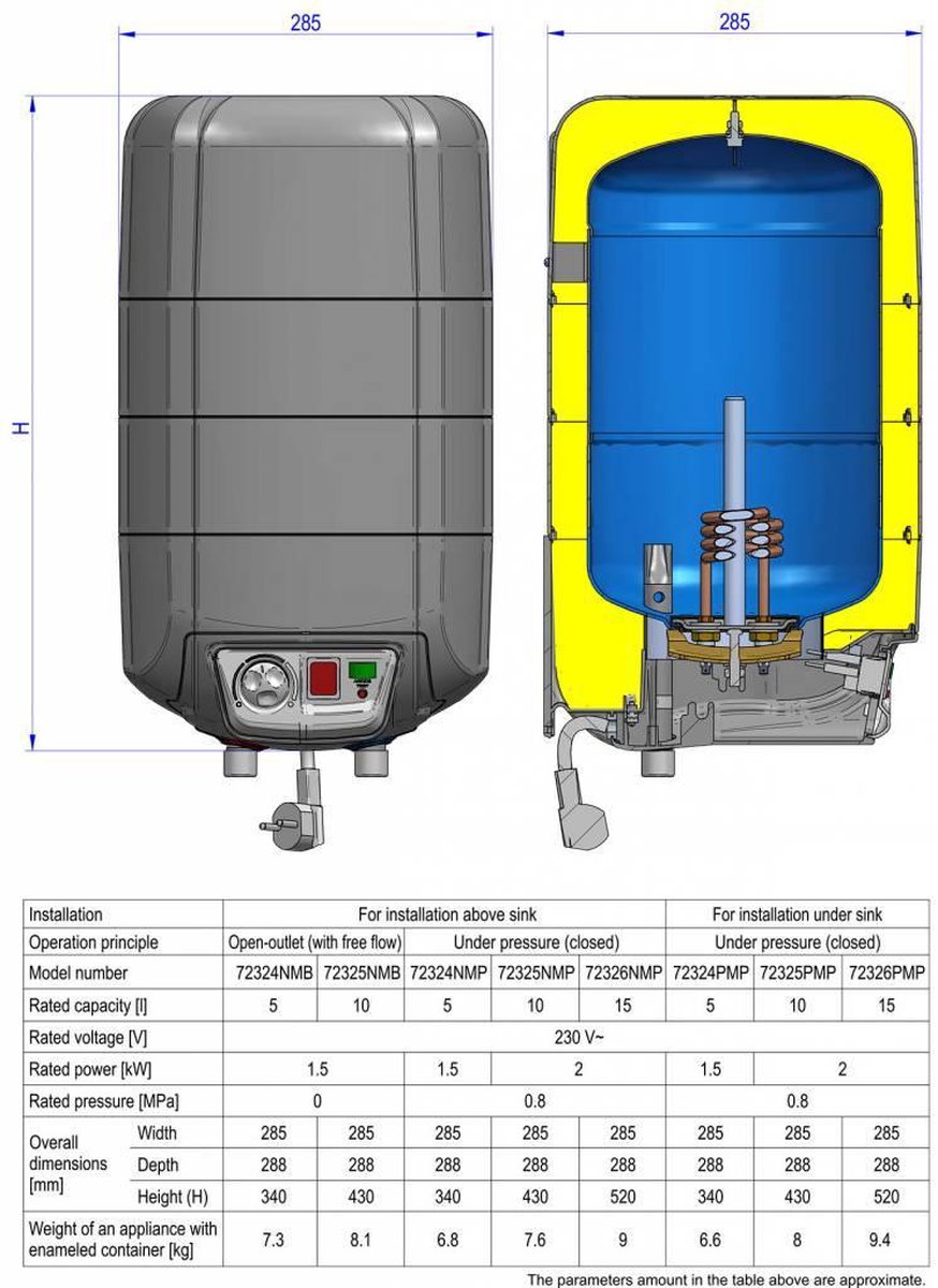 10 Liter Closein boiler 2,0kw voor boven het aanrecht Eldom extra life 10 Liter Closein boiler 2,0kw voor boven het aanrecht Eldom extra life