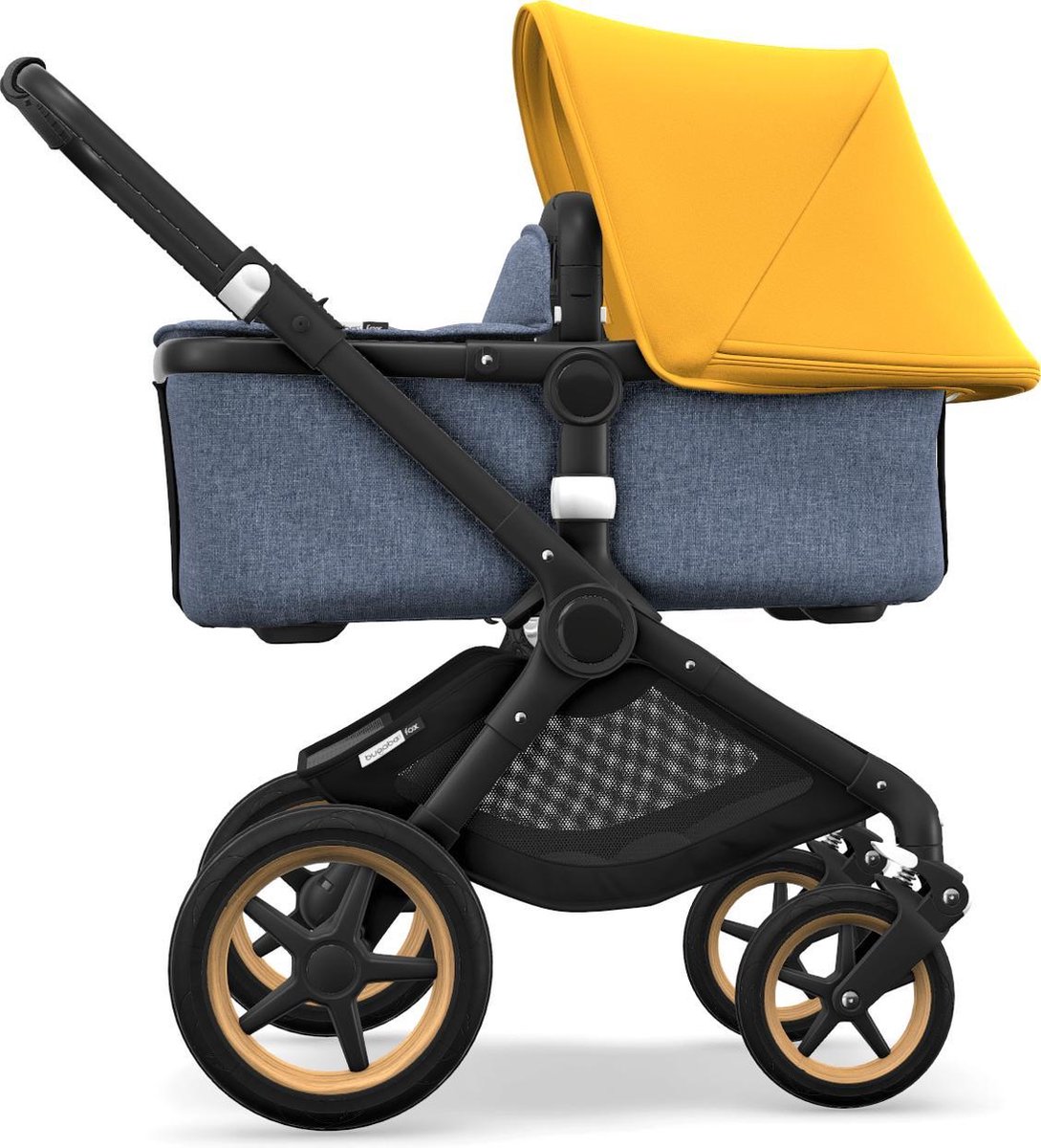 Bugaboo Fox Kinderwagen Zwart/ Gemêleerd blauw/ Zonsopgang Geel | bol.com