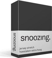Snoozing Jersey Stretch - Hoeslaken - Extra Hoog - Eenpersoons - 90/100x200/220 cm - Antraciet