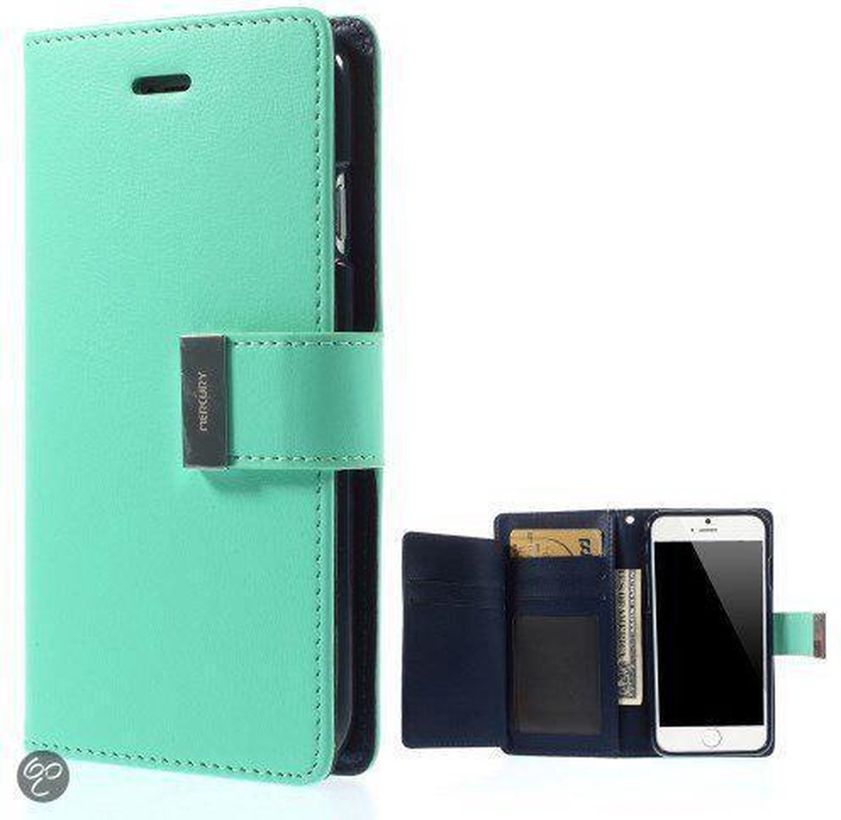 Mercury Rich Dairy wallet case hoesje Geschikt voor: iPhone 6 Plus Mint