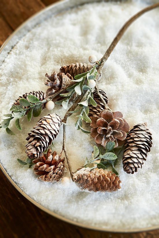 Branche décorative avec pommes de pin et laine de coton par 3,75 €